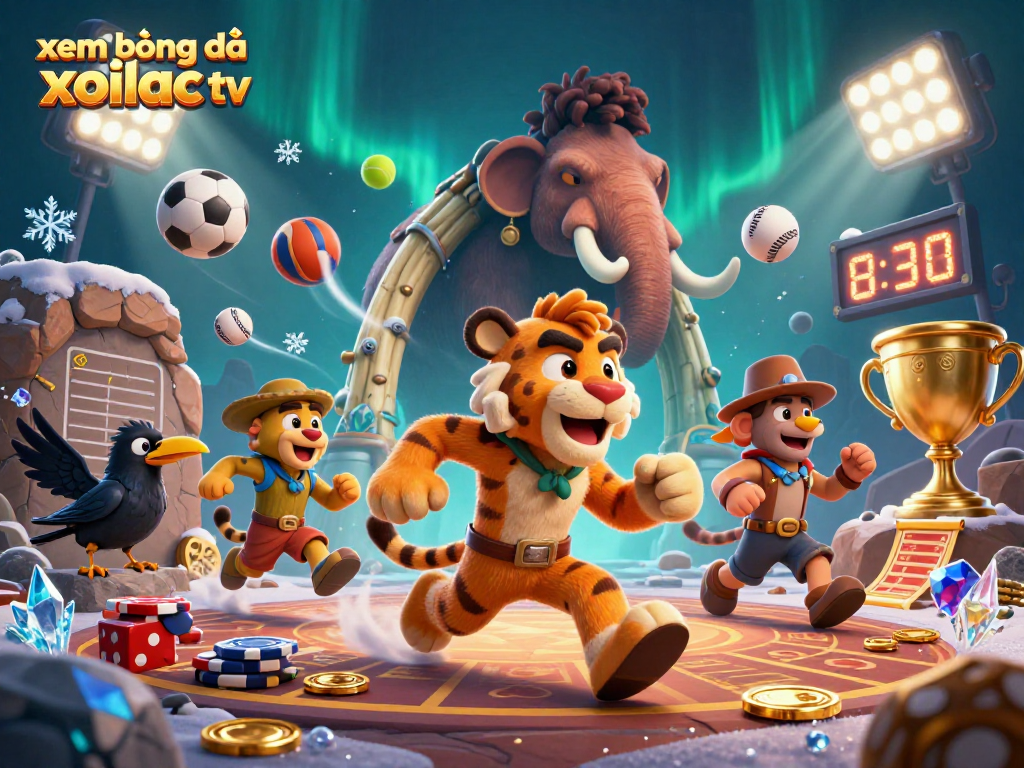 xem bóng đá xoilac tv players bet on dynamic sports-themed casino scene with caveman and sabertooth duo