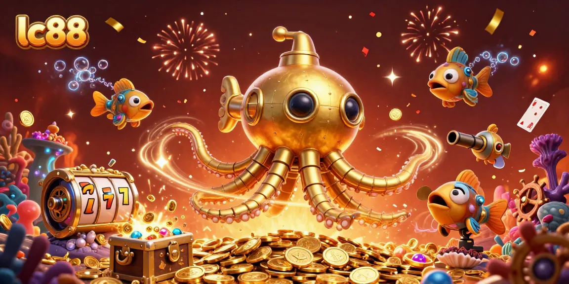 Experience thrilling wins at lc88 with a cartoon kraken casino adventure amid magical treasures.