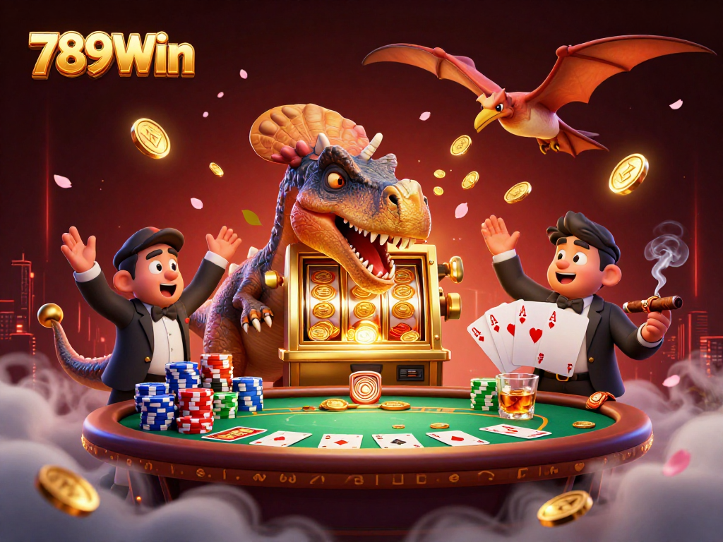 Watch 789Win come alive as a cartoon pachycephalosaurus hits a golden slot machine for jackpot coins!