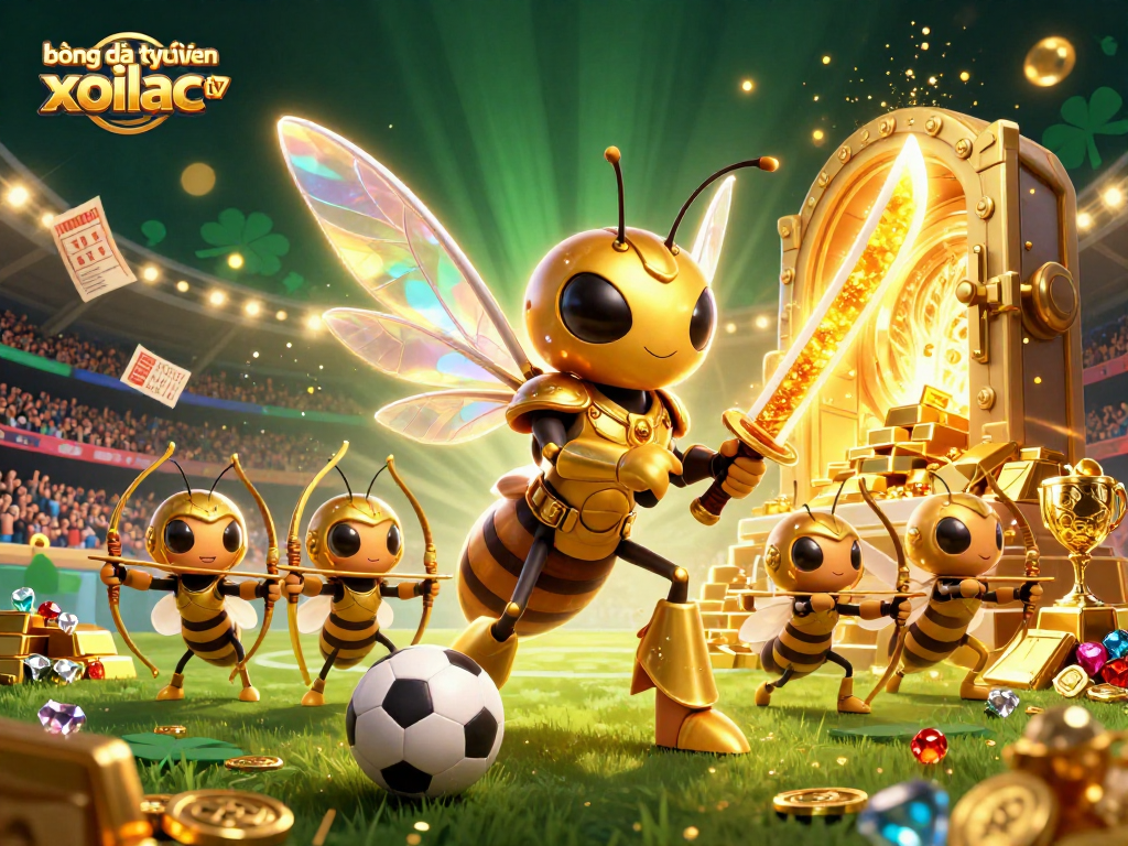 Bóng đá trực tuyến xoilac tv showcases thrilling action with a trophy and sports elements, highlighting competitive betting.