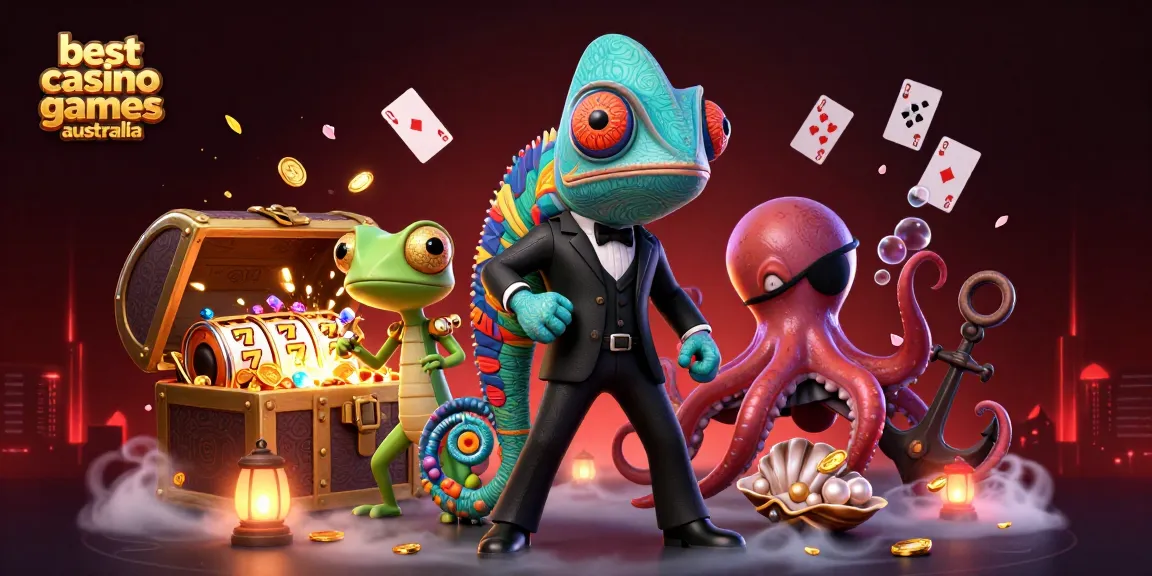 Experience the best casino games Australia with vibrant casino-themed characters and rich dynamic elements.