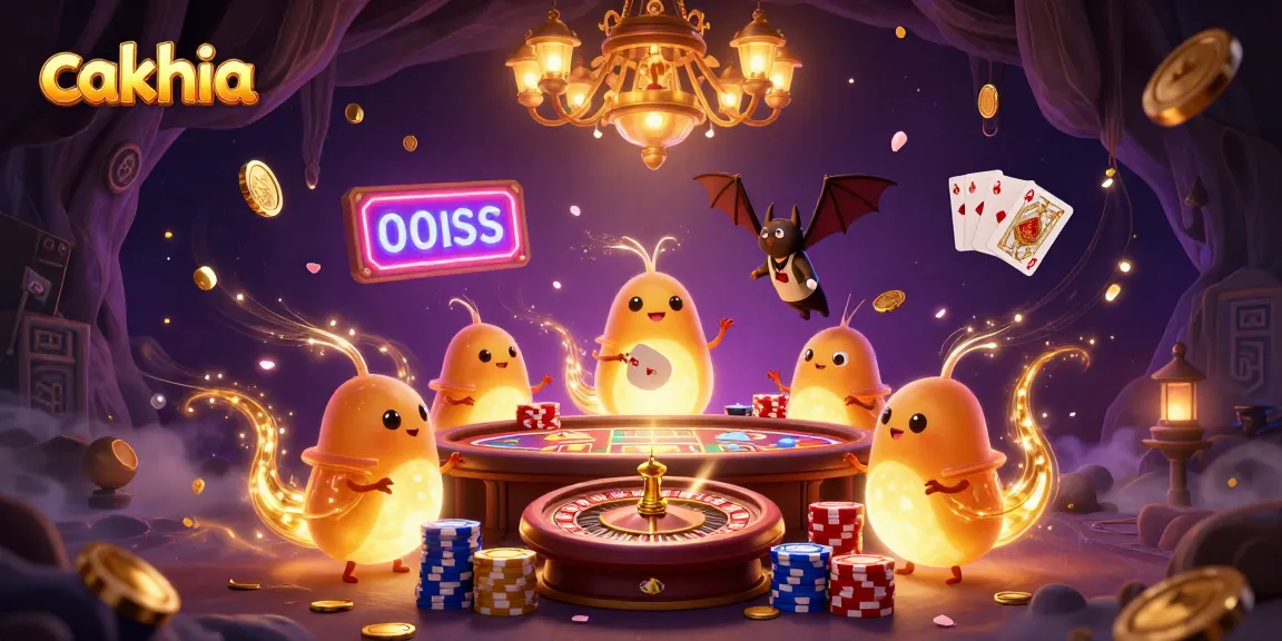 Cakhia illuminates the cave casino with vibrant gambling energy, showcasing dynamic games and glowing elements.